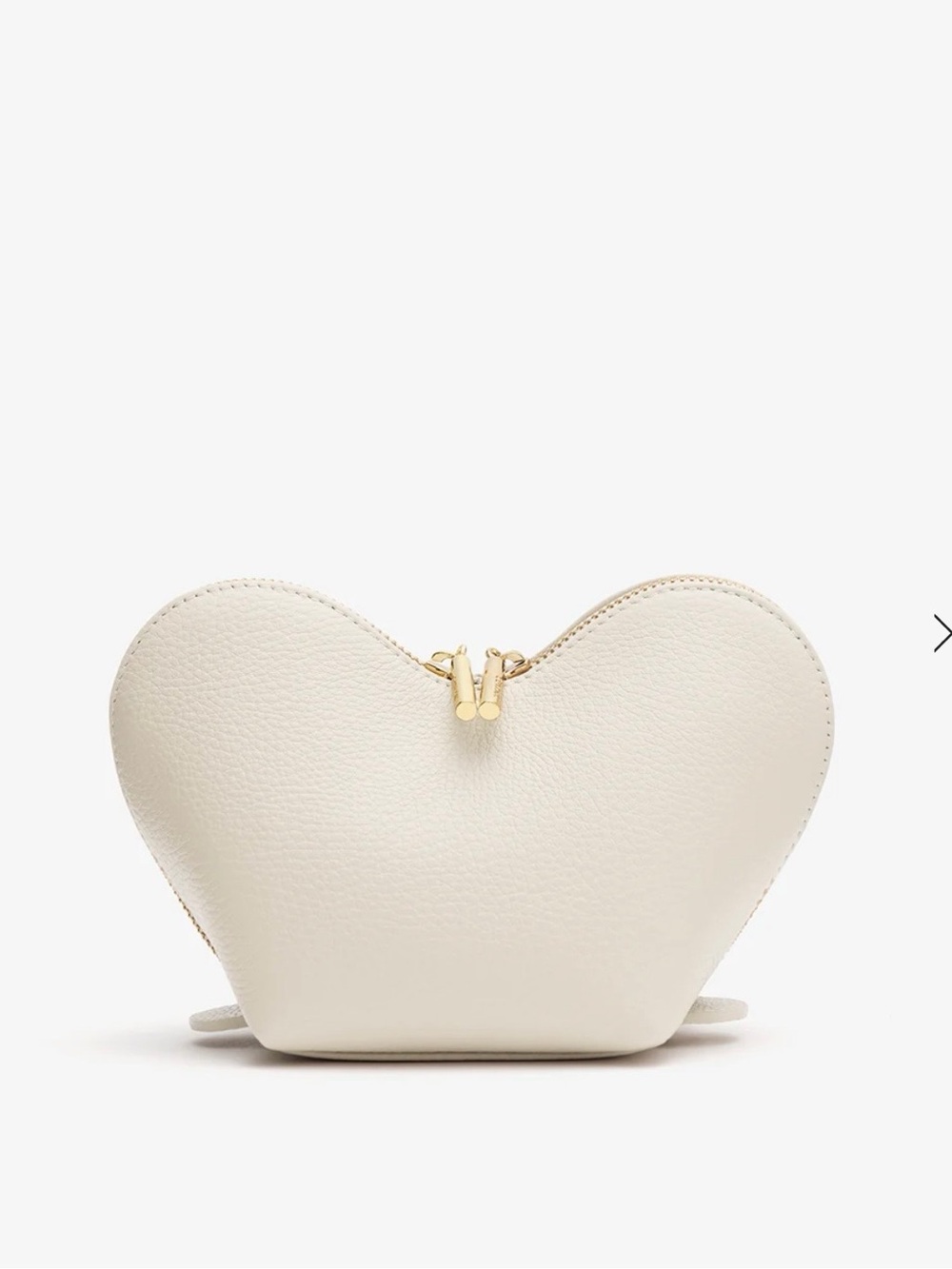 Cuyana Heart-Shaped Cosmetic Travel Case in Ecru with Gold Hardware